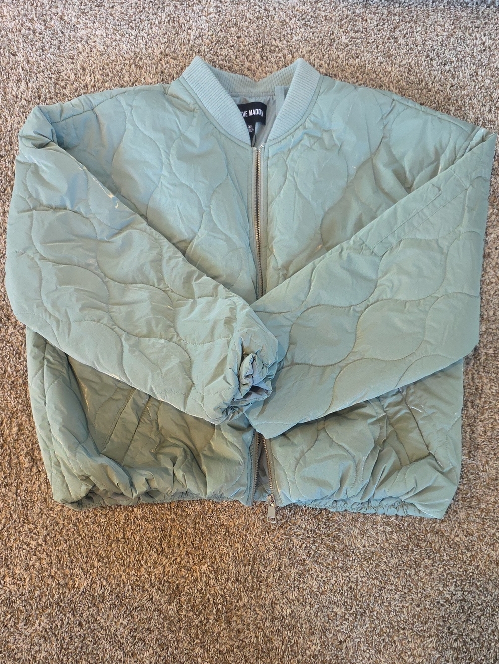 Steve Madden Vida Quilted Bomber Jacket In Misty Jade